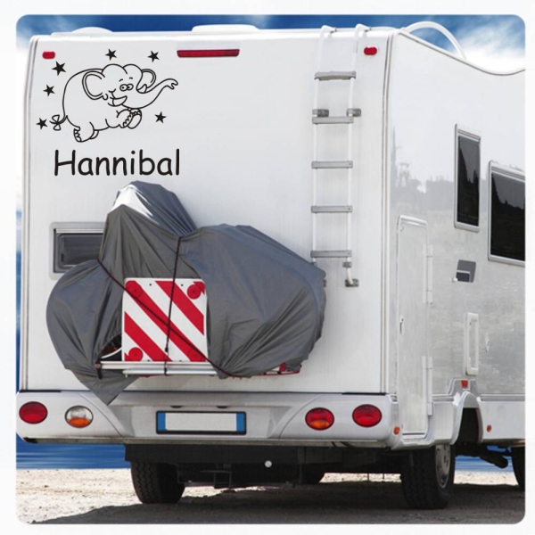 Wunschtext Elefant Sterne Wohnmobil Aufkleber Wohnwagen Caravan Wohnwagen Sticker WoMo181