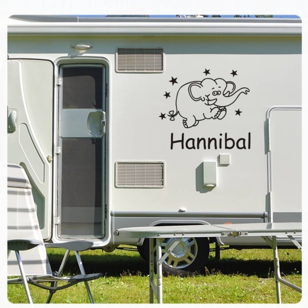 Wunschtext Elefant Sterne Wohnmobil Aufkleber Wohnwagen Caravan Wohnwagen Sticker WoMo181