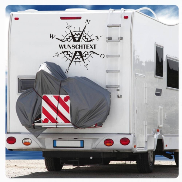 Kompass Rose Compass Wunschtext Wohnmobil Aufkleber Wohnwagen Caravan Wohnwagen Sticker WoMo175