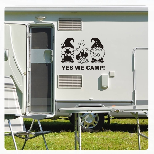 YES WE CAMP! Gnome Wohnmobil Aufkleber Sticker Wohnwagen WoMo217