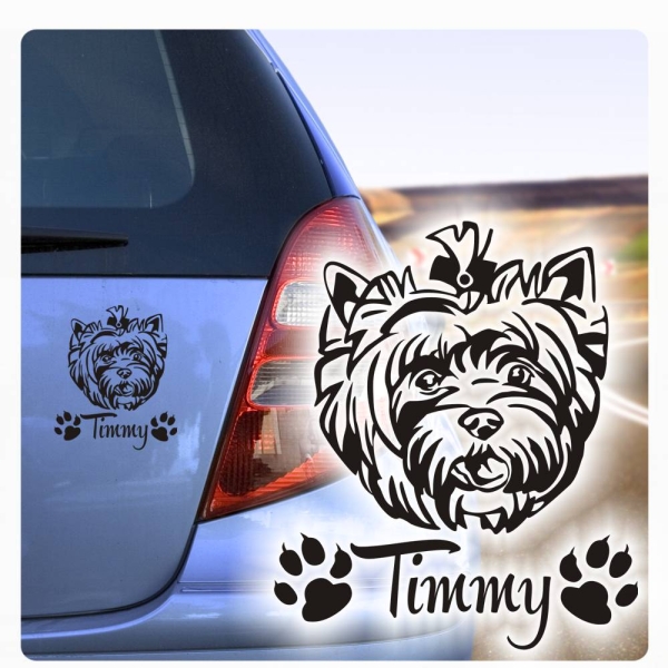 Hundeaufkleber Yorkshire Terrier Name Pfoten Auto Aufkleber Sticker A248