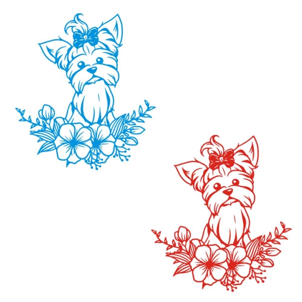 Auto Aufkleber Yorkshire Terrier Blumen Autoaufkleber Hund Pfoten clickstick A1600