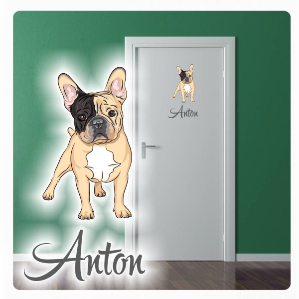 Türaufkleber Französische Bulldogge Name Digitaldruck Wandtattoo Türtattoo DT080