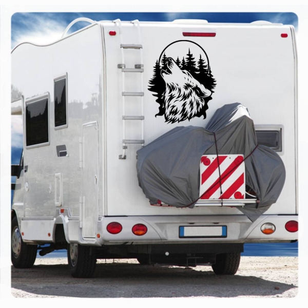 heulender Wolf Wohnmobil Aufkleber Caravan Sticker WoMo259