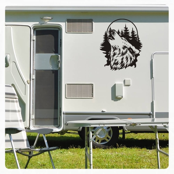 heulender Wolf Wohnmobil Aufkleber Caravan Sticker WoMo259