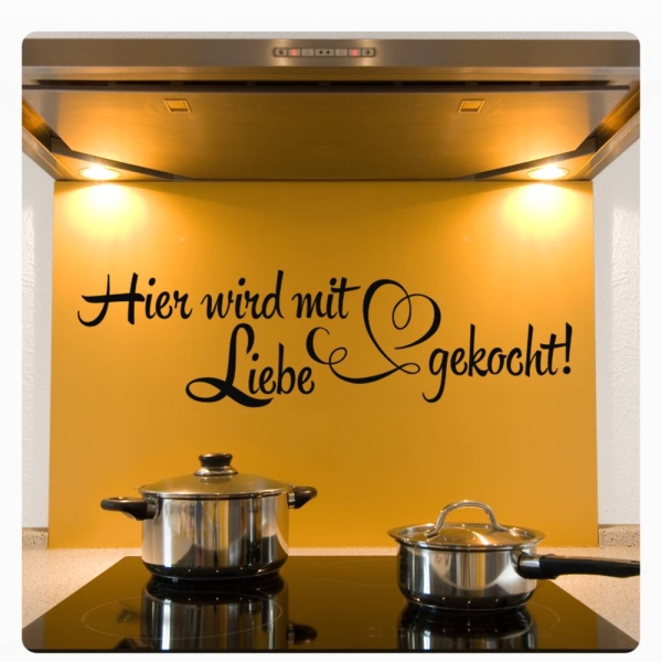 Wandtattoo Hier wird mit Liebe gekocht! Küche Wandaufkleber W1341