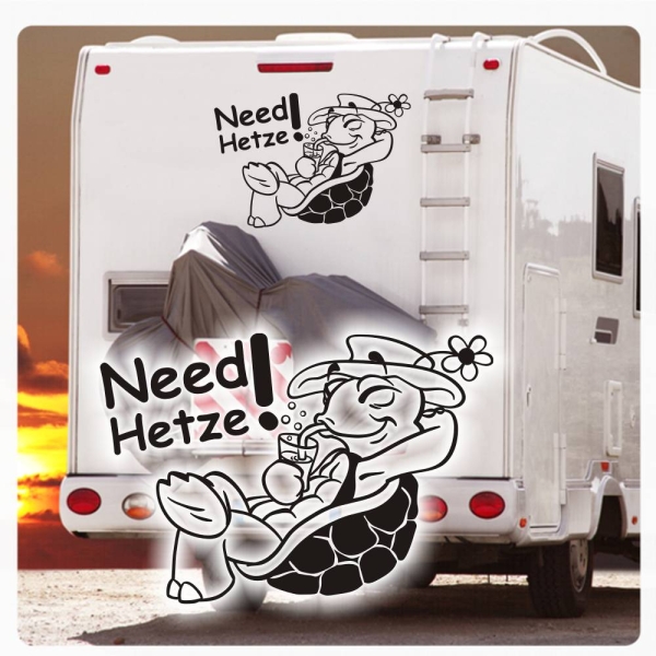 Need Hetze! Autoaufkleber Schildkröte Chillkröte Sticker Aufkleber Caravan Wohnwagen WoMo023