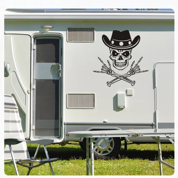 Cowboy Hut Metal Hands Wohnmobil Wohnwagen Caravan Aufkleber WoMo291