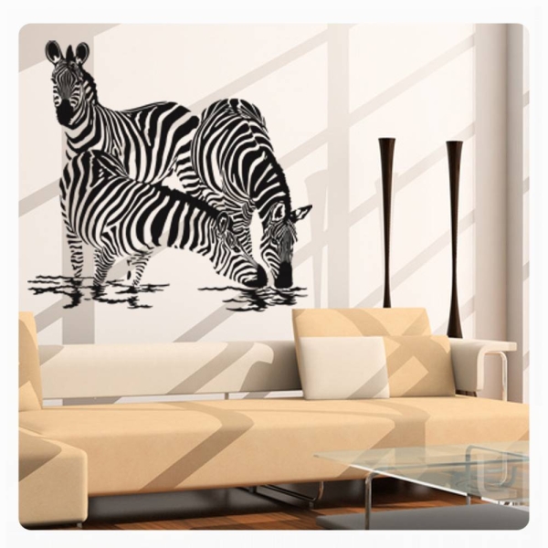 Wandtattoo trinkende Zebras Zebra Afrika Wildlife W461