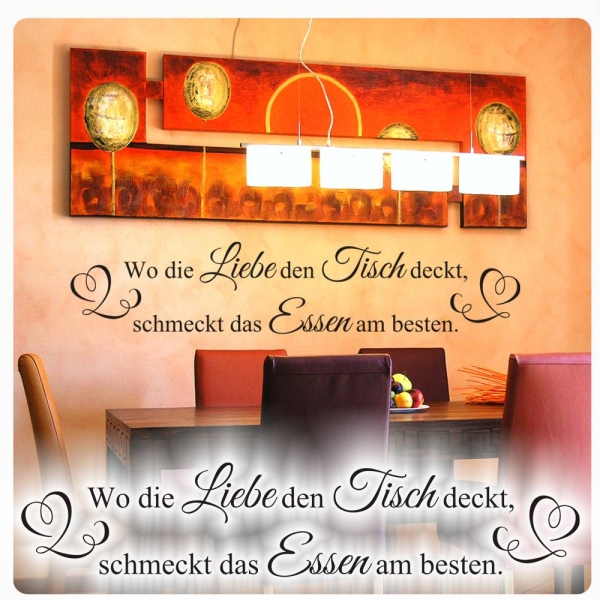 Wo die Liebe den Tisch deckt Wandtattoo Esszimmer Wandaufkleber Walltattoo W1786