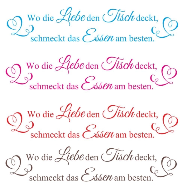 Wo die Liebe den Tisch deckt Wandtattoo Esszimmer Wandaufkleber Walltattoo W1786